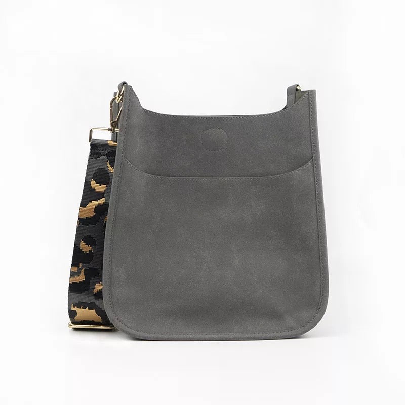 Vegan Suede Crossbody Bag – Pick Your Strap | Gray
